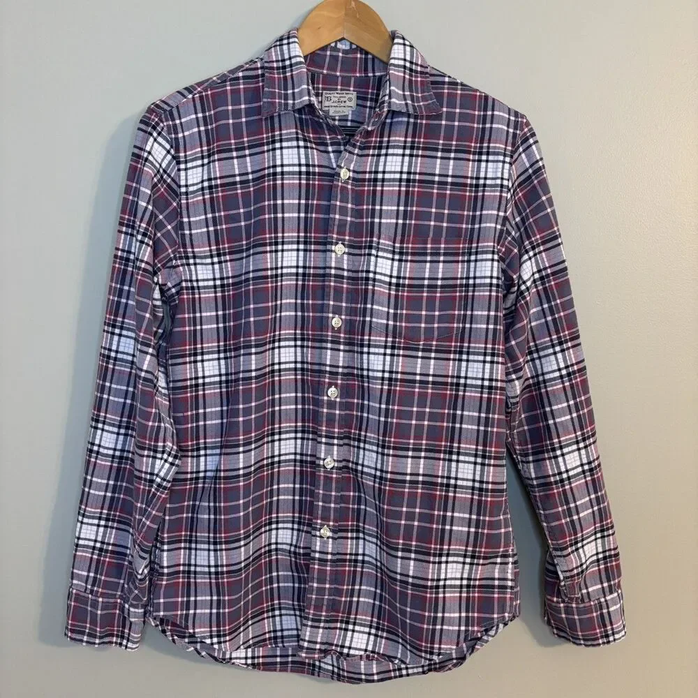 Tailored By J Crew Long Sleeve Button Up Mens Plaid 100% Cotton Small Classic